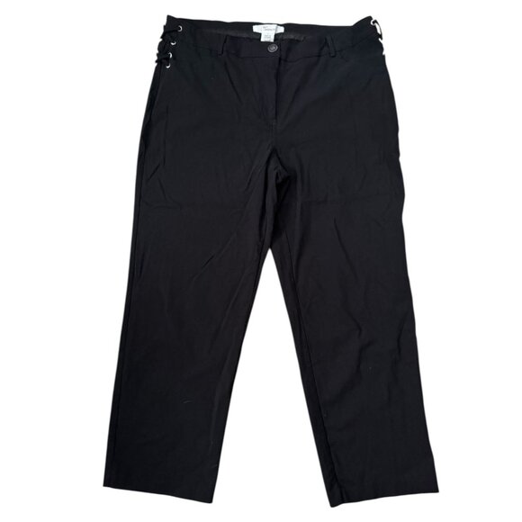 89th + Madison Black Cropped Capri Pants Lace-Up Grommet Detail Womens SZ 16 - Picture 2 of 9